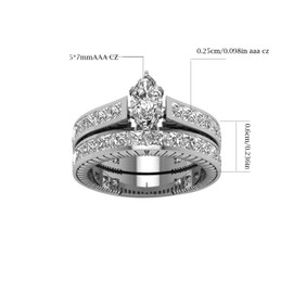 TWO RINGS His Hers Wedding Ring Sets Couples Rings Women's 10k White Gold Filled White CZ Wedding Engagement Ring Bridal Sets & Men's Titanium Wedding Band…