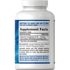 Puritan'S Pride Daily Probiotic Acidophilus 100 Million Live Cultures 250 Tablet