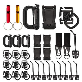 Zuzer Pack of 33 Molle Accessories Multifunctional Tactical Bag Clip Molle System, Backpack Accessories Molle Clip for Tactical Backpacks