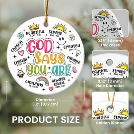 Gift Glow Christian Christmas Ornaments 2024 - Religious Spiritual Faith Based Gifts for Christian Women, Mom, Daughter, Sister, Friend, Coworker - You are Christmas Tree Decorations Ceramic Ornament
