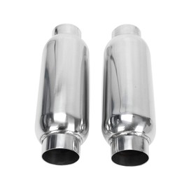 2.5 Inch Inlet 2.5 Inch Outlet Muffler, Pair of Universal Stainless Steel Weld-on Exhaust Muffler/Resonator Deep Sound for Cars, 12" Overall Length