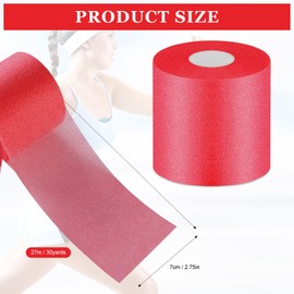 Nuanchu 30 Yards Pre-wrap Athletic Tape Foam Underwrap Tape Foam Underwrap Bandage for Hair Soccer, Sports Wrists Elbows Knees Ankles, 2.76 Inches(Red)