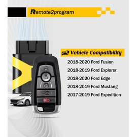 Remote2program Smart Car Key DIY Porgramming Kit and Keyless Entry Remote Replacement Ford Fusion/Explorer/Edge/Mustang/2017-2019 Ford Expedition with FCC: M3N-A2C93142600 (5 Button KIT)