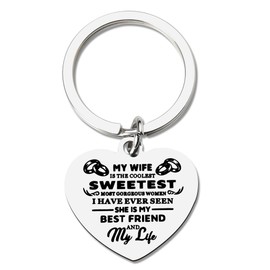 Wife Christmas Keychain Gifts from Husband, Birthday Gifts for Wife Wifey Romantic Love Keychain Anniversary Valentines Day Present for Wife Wifes Engraved Keyring Christmas Stocking Stuffer for Women