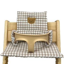 Seat Cushion for Stokke Tripp Trapp High Chair, Non-Slip High Chair Seat Cushion Set, Organic Cotton Baby Seat Cushion, Replacement Cover Seat Cushion for Highchair, Baby Chairs with Bag (02)