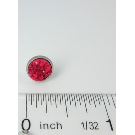 Summerfield Collection Stainless Steel Matte Faux Druzy Stone Stud Earrings 8mm (Magenta Pink)