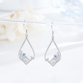 Mermaid Earrings 925 Sterling Silver Mermaid Tail Earrings Hypoallergenic Teardrop Earrings Mermaid Jewelry Gifts for Women Girls Sensitive Ears