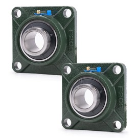 XIKE 2 Pcs UCF208-24 Bore 1-1/2" Pillow Block Square Flange Mounted Ball Bearings, Solid Cast Iron Base and Self Aligning Chrome Steel Sealed Bearings.