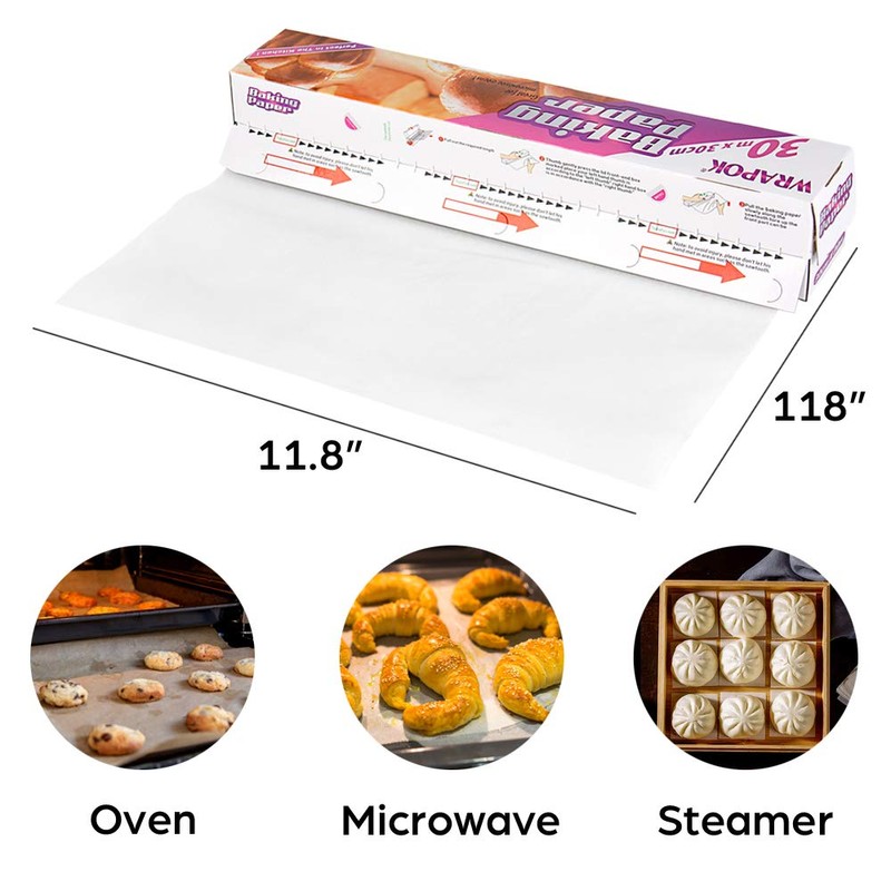 WRAPOK 2 x Baking Parchment Paper Roll Greaseproof Cooking Sheets