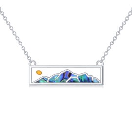 MEIDERBO Mountain Mustard Seed Necklace 925 Sterling Silver Abalone Shell Mountain Faith Pendant Necklace Mountain Mustard Jewelry Gifts for Women