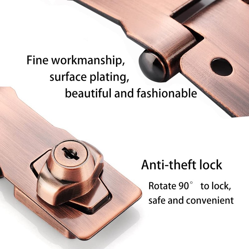2 Packs Keyed Hasp Locks Twist Knob Keyed Locking Hasp