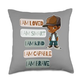 Positive Affirmations for African American Boys Throw Pillow