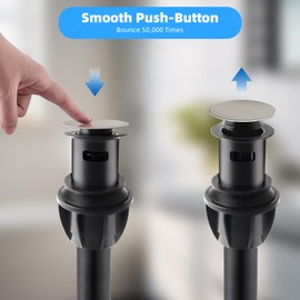 2 Pack Push and Seal Pop Up Drain Stopper with Overflow for Bathroom Sink Faucet Vessel Vanity, Brushed Nickel