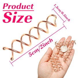 TUUXI 20pcs Spiral Bobby Pins 2 Inch Rose Gold Metal Fast Bun Hair Accessories Spiral Hair Pins Spin Twist Screw Hair Pins for Women Hair Style DIY