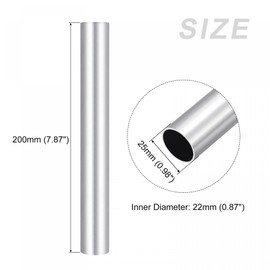 sourcing map 6063 Aluminium Tube 25 mm x 22 mm x 200 mm Round for Home Machines DIY Crafts Pack of 2