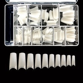 VIVACE Natural Royal Salon 500 Artificial Fake False Gel Nail Tips, 10 Sizes With Clear Plastic Case for Nail Salon Nail shop