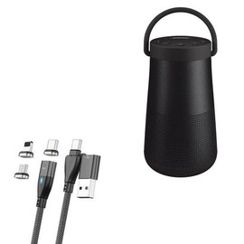 BoxWave Cable Compatible with Bose SoundLink Revolve+ II - MagnetoSnap PD AllCharge Cable (100W), Magnet PD 100W Charging Cable USB Type-C Micro USB for Bose SoundLink Revolve+ II - Jet Black