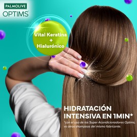 Palmolive Shampoo Optims Nivel 4 Acondicionamiento Extra Intensivo 400 ml. Fórmula 2 en 1 con Vital Keratina, Ingrediente que Deja tu cabello hasta 3 Veces más Suave