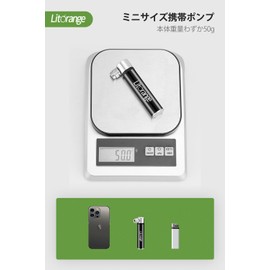 Litorange Road Bike, Bicycle Air Pump, 120 psi Portable Pump, Compatible with Presta and American Valves, Small, Black, Portable One-Touch Pump, Convenient Storage, Aluminum Alloy, Lightweight,