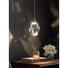 IDEQUY 1-Light Gold Pendant Light Fixtures,Mini Crystal Chandelier for Entyway
