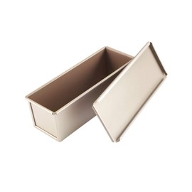CHEFMADE Pullman Loaf Pan with Lip, 0.66 lb Dough Capacity Non-Stick Rectangle Flat Toast Box for Oven Baking 2.8 inches x 8.1 x 2.8 inches (Champagne Gold)