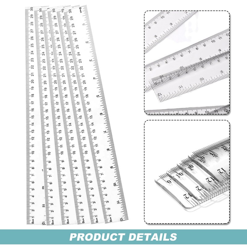 Plastic Ruler 30 cm Pack of 10 Transparent Plastic Straight