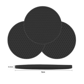 TENOC Silicone Trivet Mats for Hot Pots & Pans, Heat Resistant Pot Holder, Non-Slip Hot Pads for Dishes & Cookware, Multipurpose Kitchen Table Teapot Coaster, 3.5-Inch, 3 Pcs, Black