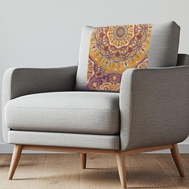 LVEWYB Retro Orange Mandala Flower Headrest Cover for Recliner Chair Stain Resistant Furniture Sofa Headrest Protector with Fixing Nails Office Chairs Headrest Cover for Gifts