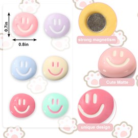 JarThenaAMCS 12Pcs Pastel Smiling Face Refrigerator Magnets Colorful Happy Face Strong Fridge Magnets Cute Magnetic Stickers for Classroom Home Kitchen Locker Office Supplies