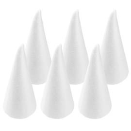 Conos de espuma, 6 conos de árbol de espuma blanca de 24 cm, espumas en forma de cono de poliestireno para manualidades, árbol de Navidad, , decoración de día festivo, suministros de fiesta de Navidad