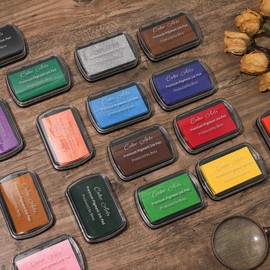 Gripebao Ink Pad for Stamps, Stamp Pads for Rubber Stamps, Washable Craft Ink Pad for Stamping, Permanent Fabric Ink Pad for Fingerprint, Card Making, Scrapbook, Paper, Wood (Silver)