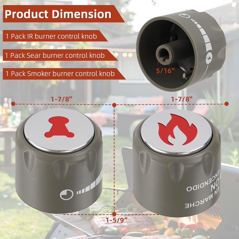 67692 Control Knob Kit for Weber Summit,9 Pack Grill Knobs