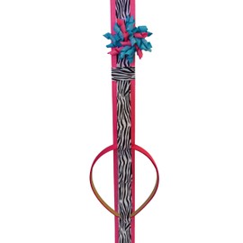 Funny Girl Designs Zebra Print DELUXE Hair Bow and Headband Holder (4 inch Silk Beaded Flower, Hot Pink)