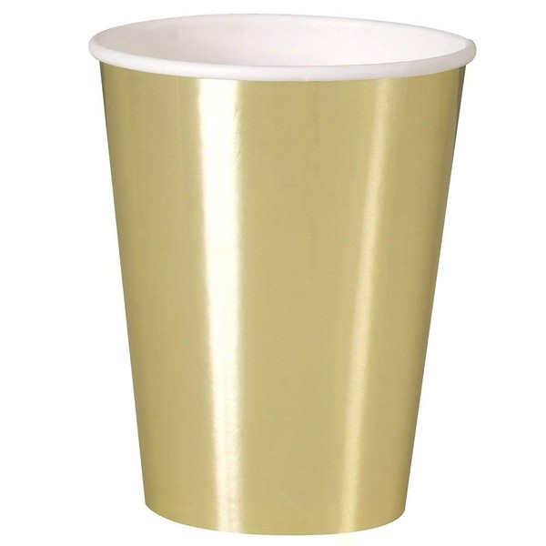 Unique Party 32296 - 12oz Foil Gold Paper Cups, Pack of 8
