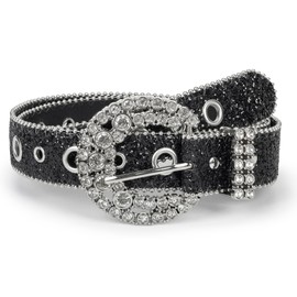 XuoAz Women Rhinestone-Leather-Belts Western-Cowboy-Cowgirl Belt Bling-Diamond Waist Belt for Jeans Pants