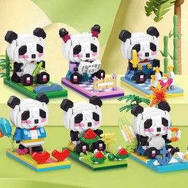 Myweyde Panda Building Blocks, Micro Mini Bricks Red Panda Bamboo/Watermelon/Heart, Mini Panda Building Blocks, Panda Building Blocks Set (Panda - 339Pcs)