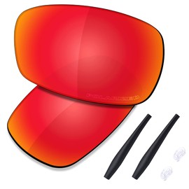 SAUCER Premium Replacement Lenses & Rubber Kits for Oakley Crosshair 2.0 OO4044 Sunglasses High Defense - Fire Red Polarized