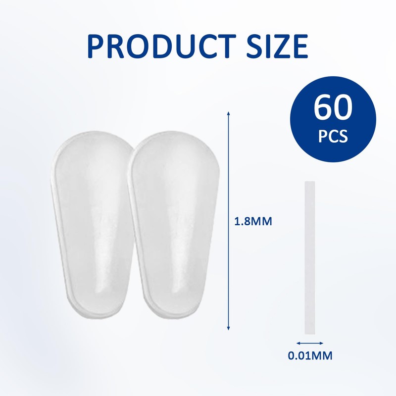 Rbleote 60 Paar Nasenpads Brille Selbstklebend, Brille Nasenpads Silikon, Wassertropfenförmiges