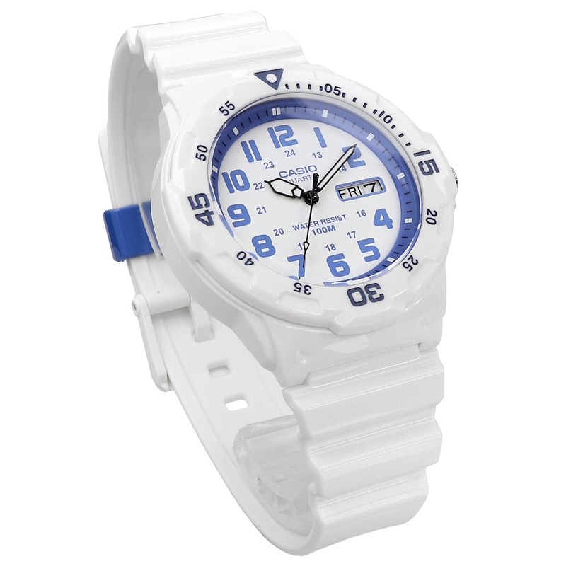 Casio MRW-200 Men's Standard Quartz Watch, Gloss White x Blue