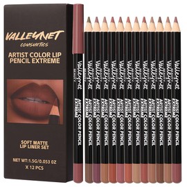 12PCS Lip Liner Pencil Set - Matte Nude Lip Contour Lip Liner Kit