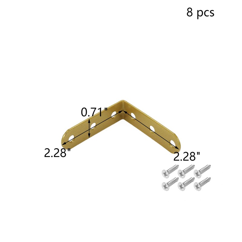 Wealrit 8 pcs Gold L Shape Brackets,Right Angle Corner Brace
