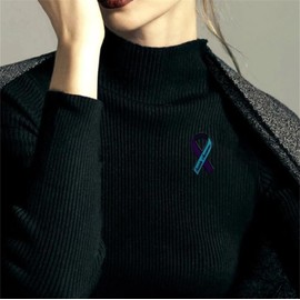 haohaoyu Suicide Awareness Ribbon Enamel Brooch Pin Bulk Purple Teal Ribbon Lapel Pin Suicide Prevention Awareness Enamel Pin Brooch Jewelry Gift