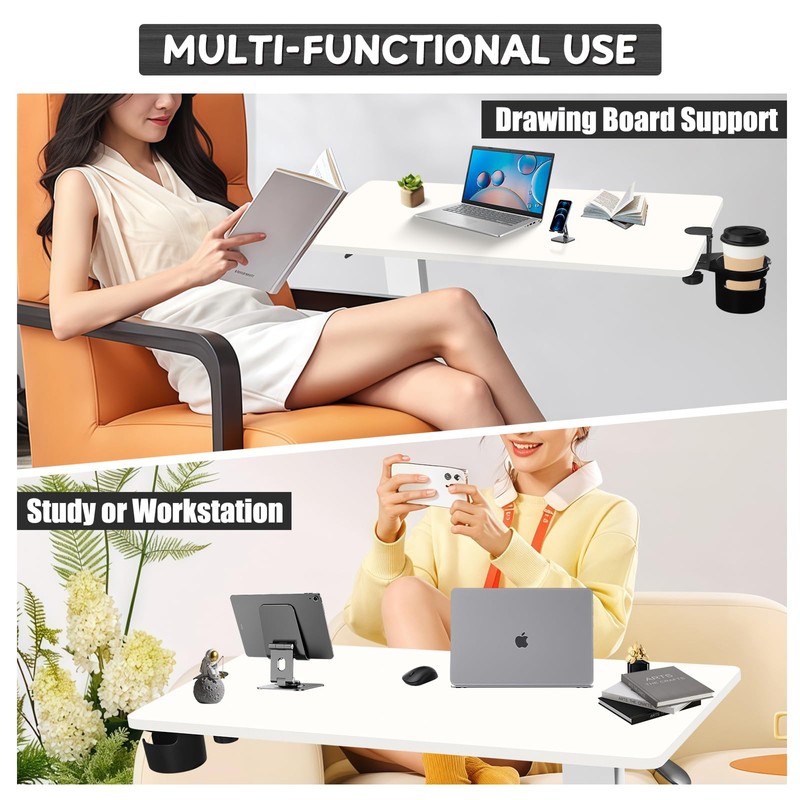 NnsZenith Adjustable Overbed Bedside Table with Wheels, Rolling Tray Desk