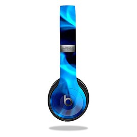 MightySkins Skin Compatible with Beats by Dr. Dre Solo 3 Wireless - Blue Flames | Protective, Durable, and Unique Vinyl Decal wrap Cover | Easy to Apply, Remove, and Change Styles | Made in The USA