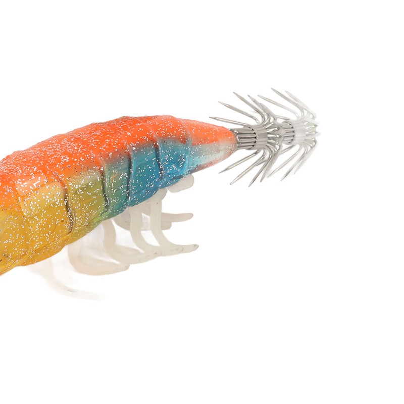 5pcs Wood Shrimp Bait Artificial with Counterweights Double Pileate Hooks
