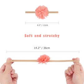 BQUBO Baby Girl Headbands with Bows Nylon Hairbands Handmade Hair Accessories for Newborn Infant Toddlers 10 Pack