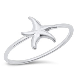 Sterling Silver Plain Starfish Ring Size 8