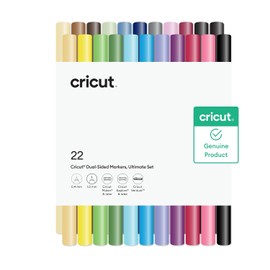 Cricut® - Marcadores de doble cara, juego de marcadores definitivos (22 unidades) - Punta de marcador de 1,0 mm + punta de bolígrafo de punta fina de 0,4 mm, para uso con máquinas Maker, Explore
