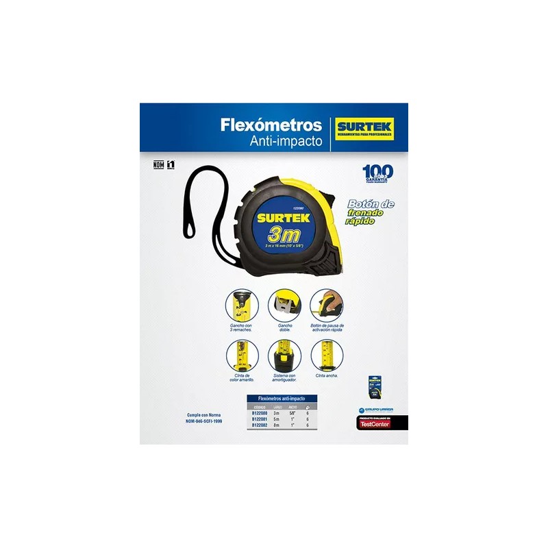 Surtek Flexómetro Cuerpo Anti-impacto 5m Surtek B122081 29903130