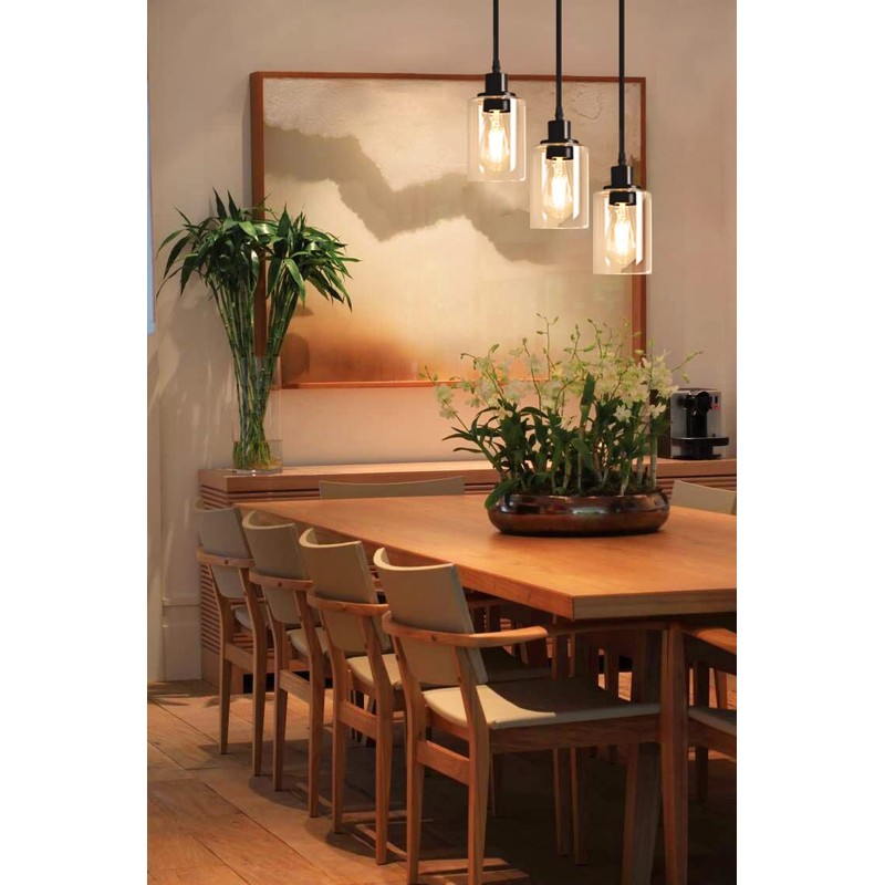 MAXvolador Industrial 3-Light Pendant Light, Adjustable Hanging Light Fixture with